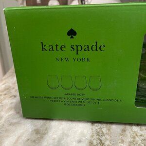 Lenox Kate Spade New York Larabee Dot 4-Piece Stemless Wine Glass Set New in Box